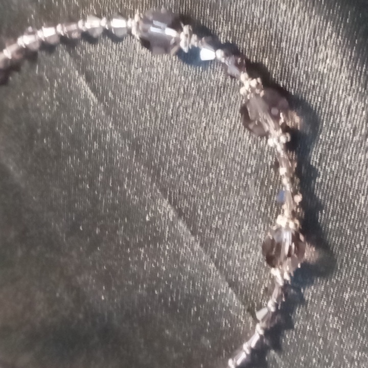 Purple Crystal Choker/ Collar Necklace 16 Inches Long. Strung On Cable